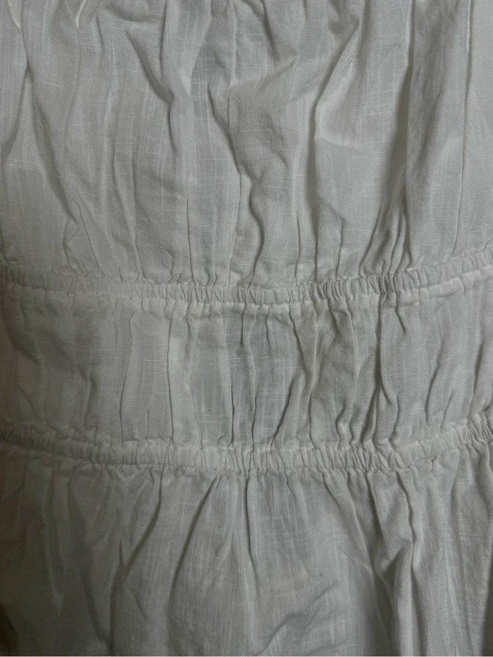 Free People White Smocked Peasant Blouse with Tie